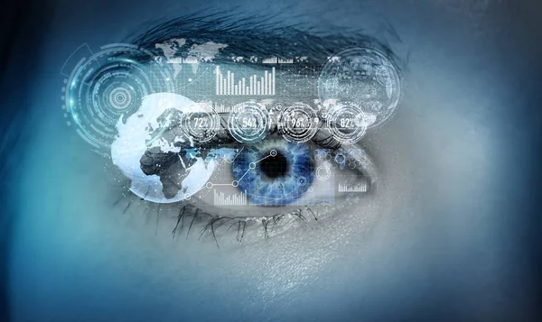 Nahaufnahme von Frau digitalem Auge 3D-Rendering — Stockfoto
