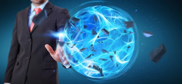 Businessman creating a power ball with his hand 3D rendering — Stock Photo, Image