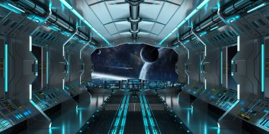 Uzay gemisi iç uzak sistem 3d render Manzaralı