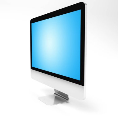 Beyaz arka planda 3d render modern metalik bilgisayar