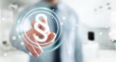 Yasalara koruma sağ 3d rendering kullanarak iş adamı