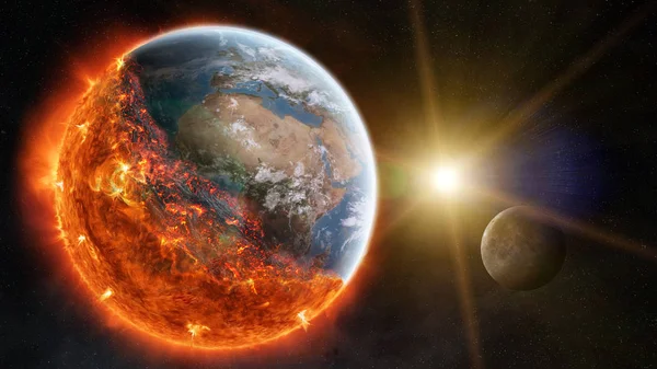 La fine del pianeta Terra Elementi di rendering 3D di questa immagine furn — Foto Stock