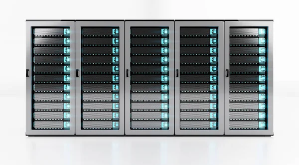 White Server Raum Rechenzentrum Speicher 3D-Rendering — Stockfoto
