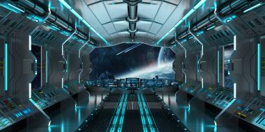 Uzay gemisi iç uzak sistem 3d render Manzaralı