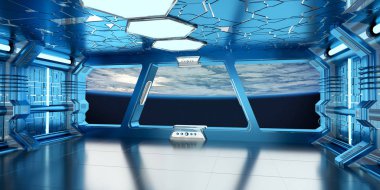 Uzay gemisi iç uzak sistem 3d render Manzaralı