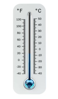 3D render cold white thermometer indicating low temperature clipart