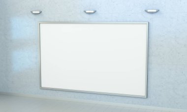 Beyaz boşlukları bir duvar 3d render tuval