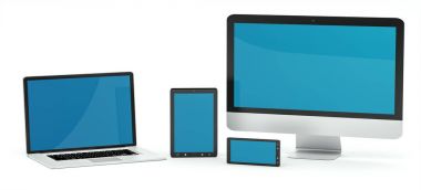 Modern bilgisayar dizüstü cep telefonu ve tablet 3d render