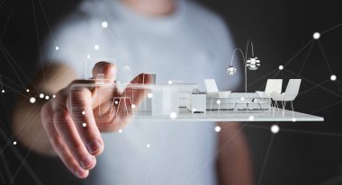 Beyaz dokunmadan işadamı 3d render daire