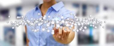 İşkadını soyut bağlantı arabirimi 3d renderin dokunmadan