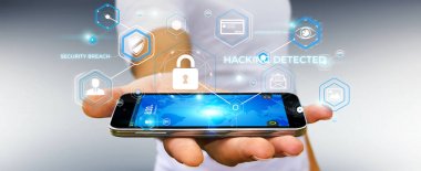 Bir siber saldırı 3d render engellemek için antivirus istimal iş adamı