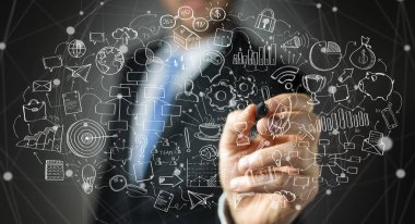 El yazması proje sunumu kalemle çizim işadamı