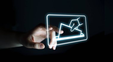 Dijital arabirimi 3d rendering kullanarak oylama işkadını