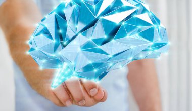 Dijital röntgen insan beyni parmağıyla 3 dokunmadan işadamı