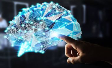 Dijital röntgen insan beyni parmağıyla 3 dokunmadan işadamı