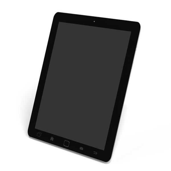Modern digital black tablet on white background 3D rendering