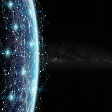 Veri değişimi ve küresel ağ üzerinden dünya 3d render