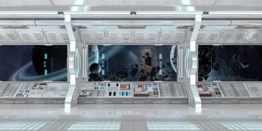 Uzay gemisi iç uzak sistem 3d render Manzaralı