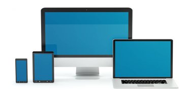 Modern bilgisayar dizüstü cep telefonu ve tablet 3d render