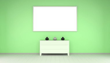 Boş tuval üzerine bir duvar ve Çekmeceli 3d render