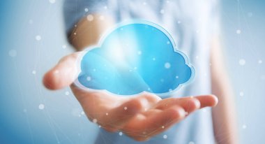 Dijital bulut 3d rendering kullanarak iş adamı