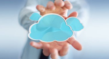 Dijital bulut 3d rendering kullanarak iş adamı