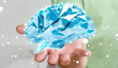 Onun el 3d ren dijital röntgen insan beyninde tutan işadamı
