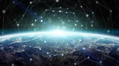 Veri değişimi ve küresel ağ üzerinden dünya 3d render