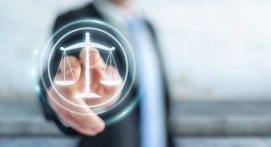 Yasalara koruma sağ 3d rendering kullanarak iş adamı