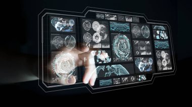 Dijital kullanarak işkadını ekranlar hologramlar veri ile 3d parçalamak