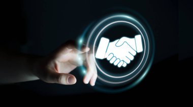 Ortaklık işletme için dijital sunum kullanarak iş kadını