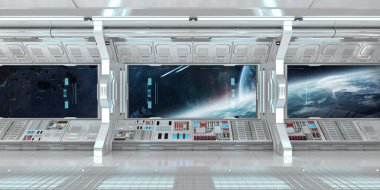 Uzay gemisi iç uzak sistem 3d render Manzaralı