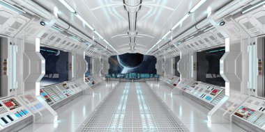 Uzay gemisi iç uzak sistem 3d render Manzaralı