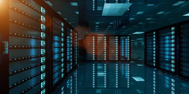 Karanlık sunucu Oda veri depolama 3d işleme merkezi