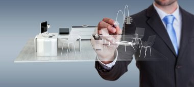 Businessmank beyaz 3d çizim işleme daire planı