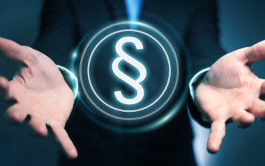 Yasalara koruma sağ 3d rendering kullanarak iş adamı