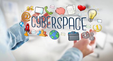 İşadamı modern el yazması ağ metin kullanma