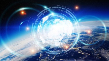 Veri değişimi ve küresel ağ üzerinden dünya 3d render