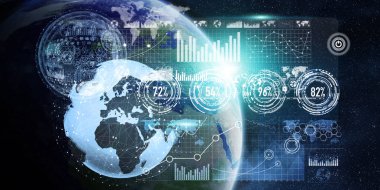 Veri değişimi ve küresel ağ üzerinden dünya 3d render