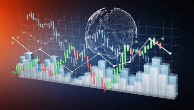 Menkul Kıymetler Borsası istatistikler ve grafikler dijital 3d render