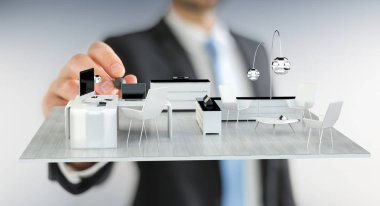 Businessmank beyaz 3d çizim işleme daire planı