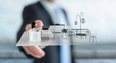 Beyaz dokunmadan işadamı 3d render daire