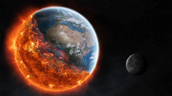 La fine del pianeta Terra Elementi di rendering 3D di questa immagine furn — Foto Stock