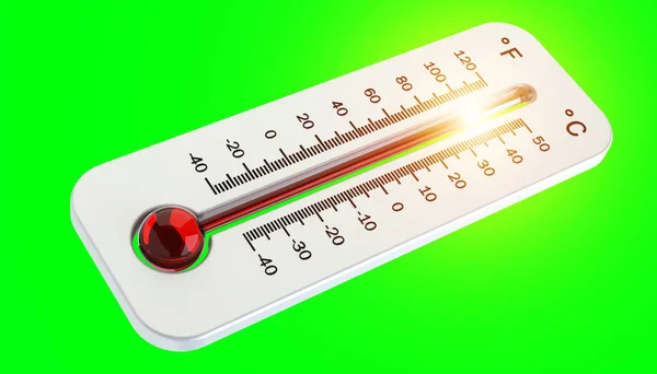 Termômetro com temperatura vermelha subir 3D renderização — Fotografia de Stock