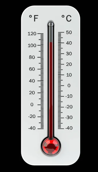 Thermometer with red temperature rise 3D rendering — Stock Photo, Image