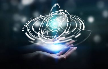 Uçan ağ bağlantısı arabirimi 3d renderi kullanarak iş adamı