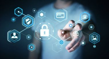 Bir siber saldırı 3d render engellemek için antivirus istimal iş adamı
