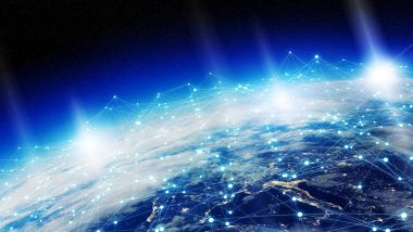 Veri değişimi ve küresel ağ üzerinden dünya 3d render