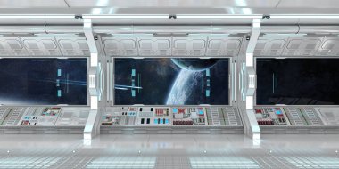 Uzay gemisi iç uzak sistem 3d render Manzaralı