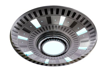 Vintage Ufo beyaz zemin üzerine 3d render izole